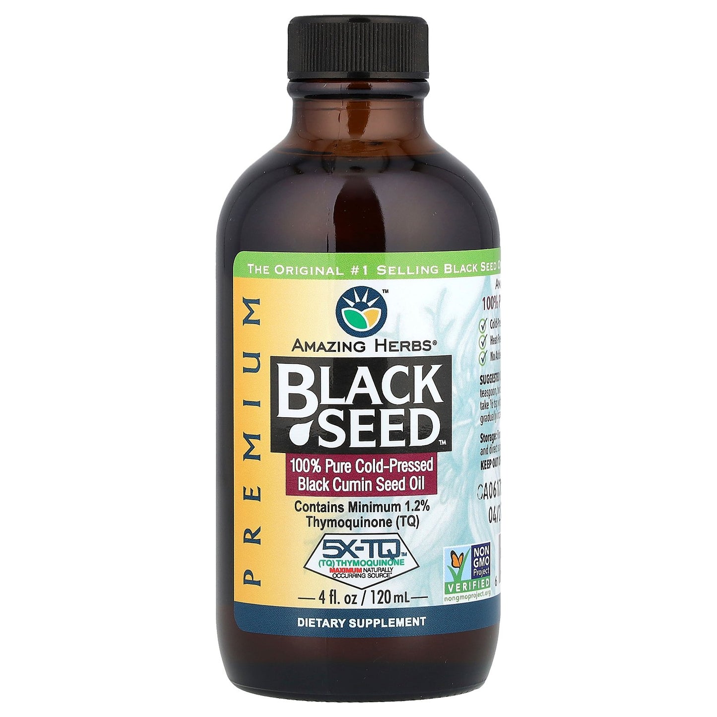 Amazing Herbs, Black Seed™, 100% Pure Cold-Pressed Black Cumin Seed Oil, 4 fl oz (120 ml)