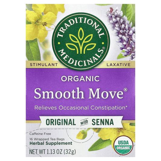 Traditional Medicinals, Organic Smooth Move®, Original with Senna, Caffeine Free, 16 Wrapped Tea Bags, 1.13 oz (32 g)