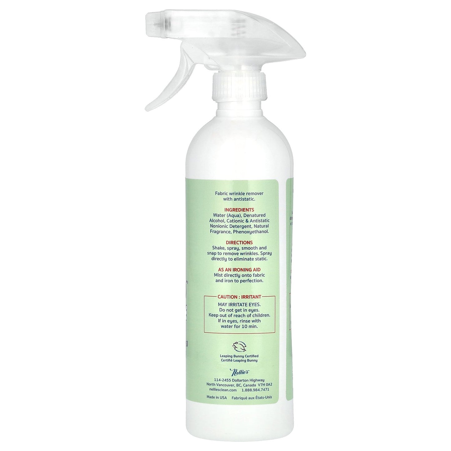 Nellie's, Wrinkle-B-Gone with Antistatic, Lemongrass, 16 fl oz (474 ml)