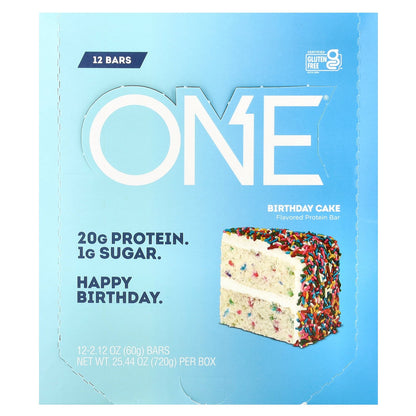 One Brands, Protein Bar, Birthday Cake, 12 Bars, 2.12 oz (60 g) Each