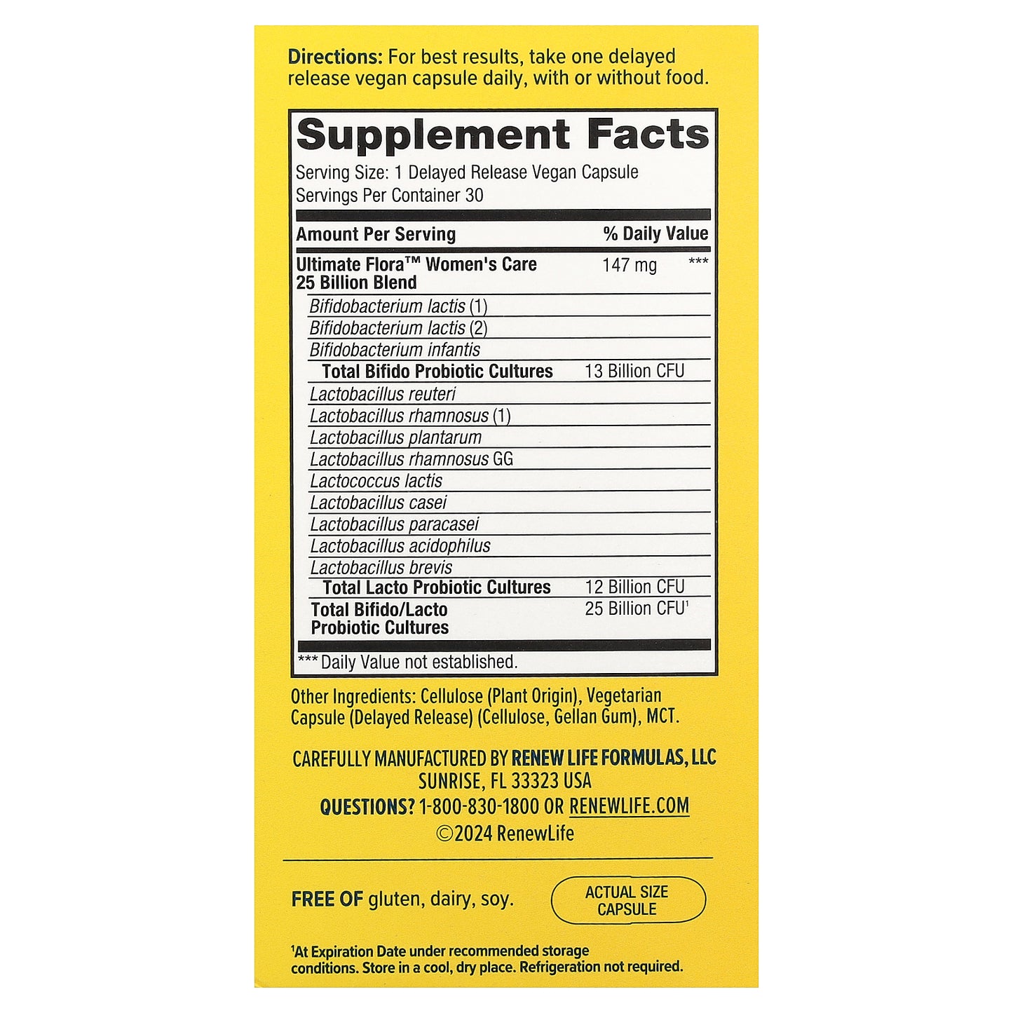 Renew Life, Women's Care, Ultimate Flora™ Probiotic, 25 Billion CFU, 30 Delayed Release Vegan Capsules