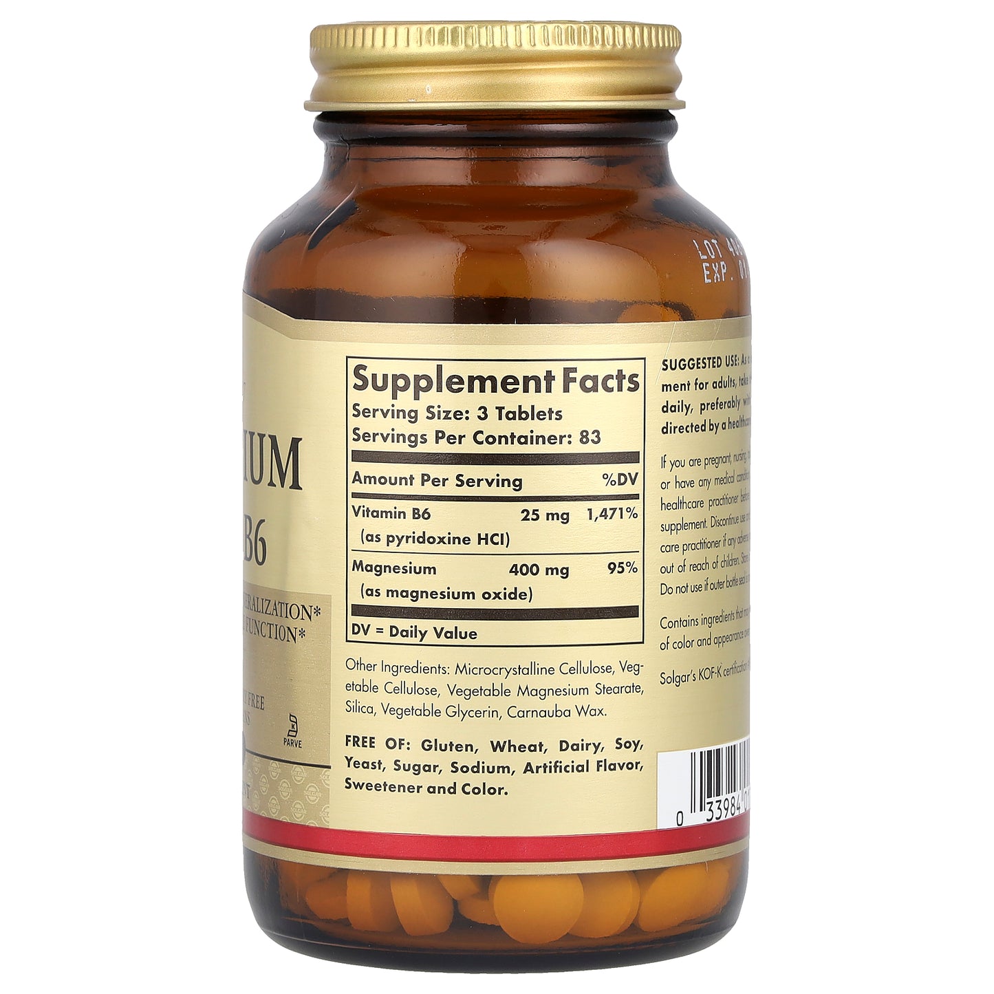 Solgar, Magnesium with Vitamin B6, 250 Tablets