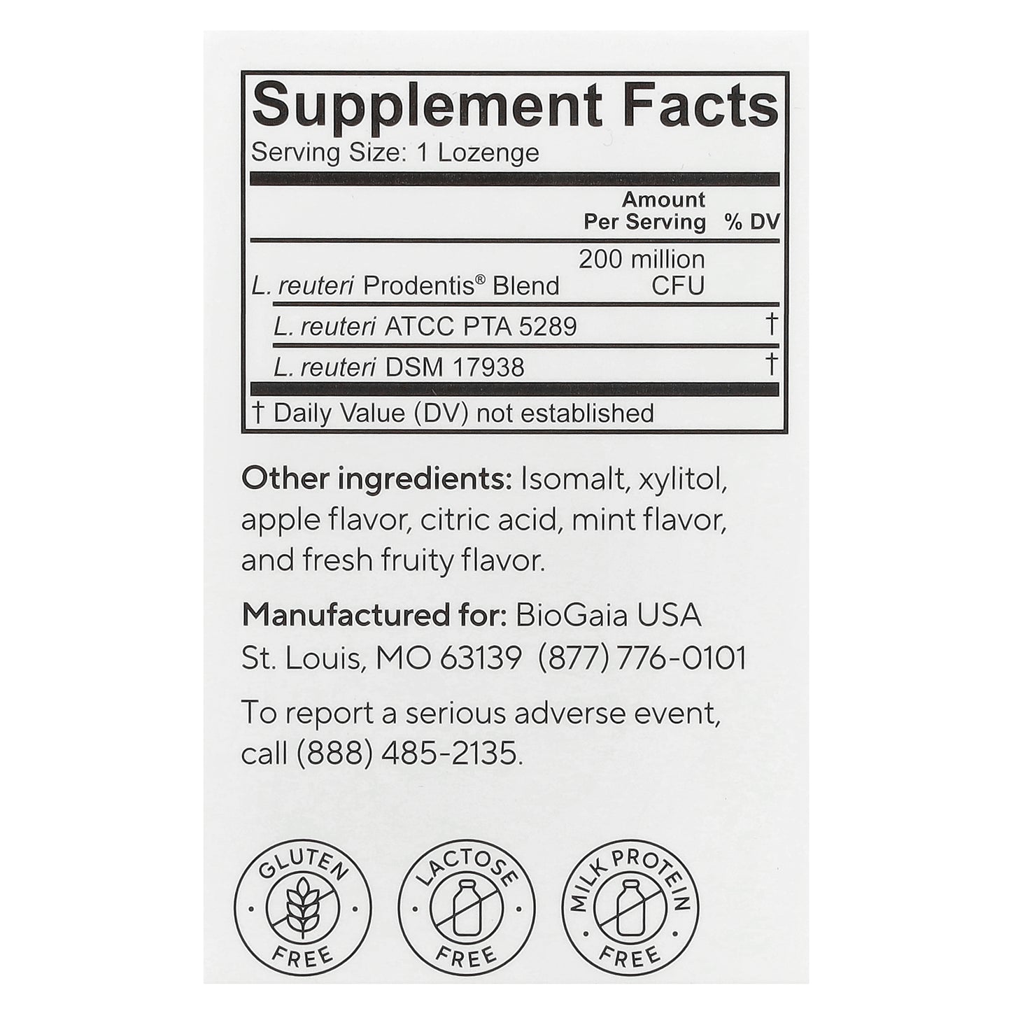 BioGaia, Prodentis®, Oral Health Probiotic, Apple, 30 Lozenges