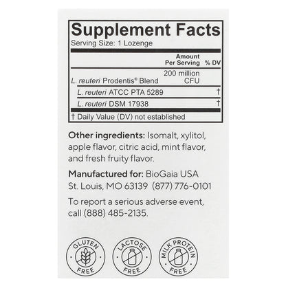 BioGaia, Prodentis®, Oral Health Probiotic, Apple, 30 Lozenges