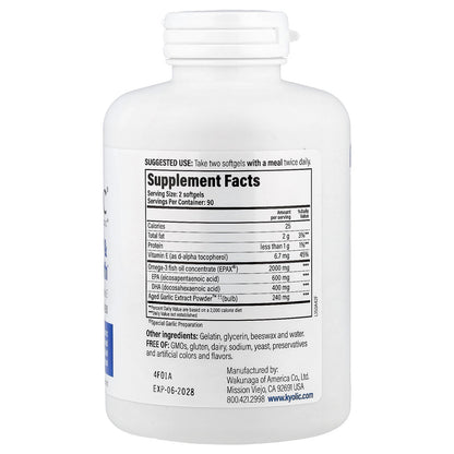 Kyolic, Aged Garlic Extract™, Cholesterol & Circulation Health, 180 Softgels