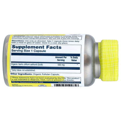 Solaray, Organic Garlic, 560 mg, 100 Organic Capsules