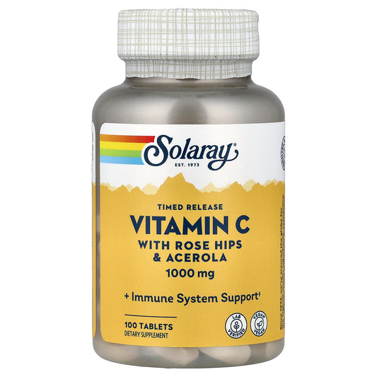 Solaray, Timed Release Vitamin C with Rose Hip & Acerola, 1,000 mg, 100 Tablets