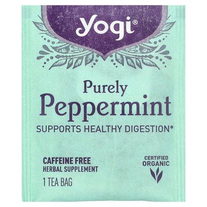 Yogi Tea, Purely Peppermint, Caffeine Free, 16 Tea Bags, 0.85 oz (24 g)