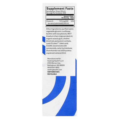Seeking Health, Vitamin A Drops, 750 mcg (2,500 IU), 1 fl oz (30 ml)