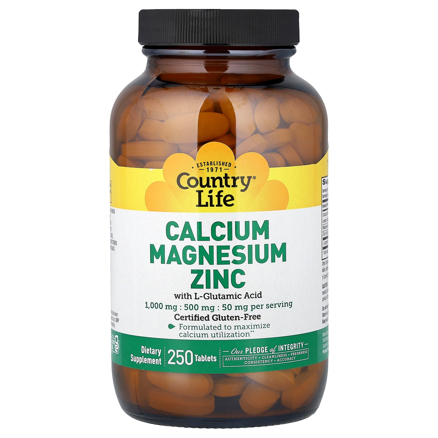 Country Life, Calcium Magnesium Zinc, 250 Tablets
