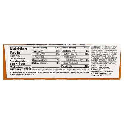 Quest Nutrition, Protein Bar, Chocolate Peanut Butter, 4 Bars, 2.12 oz (60 g) Each
