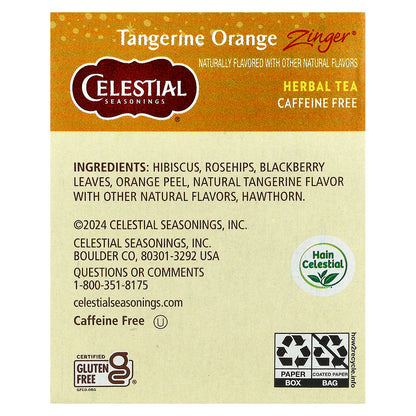 Celestial Seasonings, Herbal Tea, Tangerine Orange Zinger®, Caffeine Free, 20 Tea Bags, 1.7 oz (47 g)