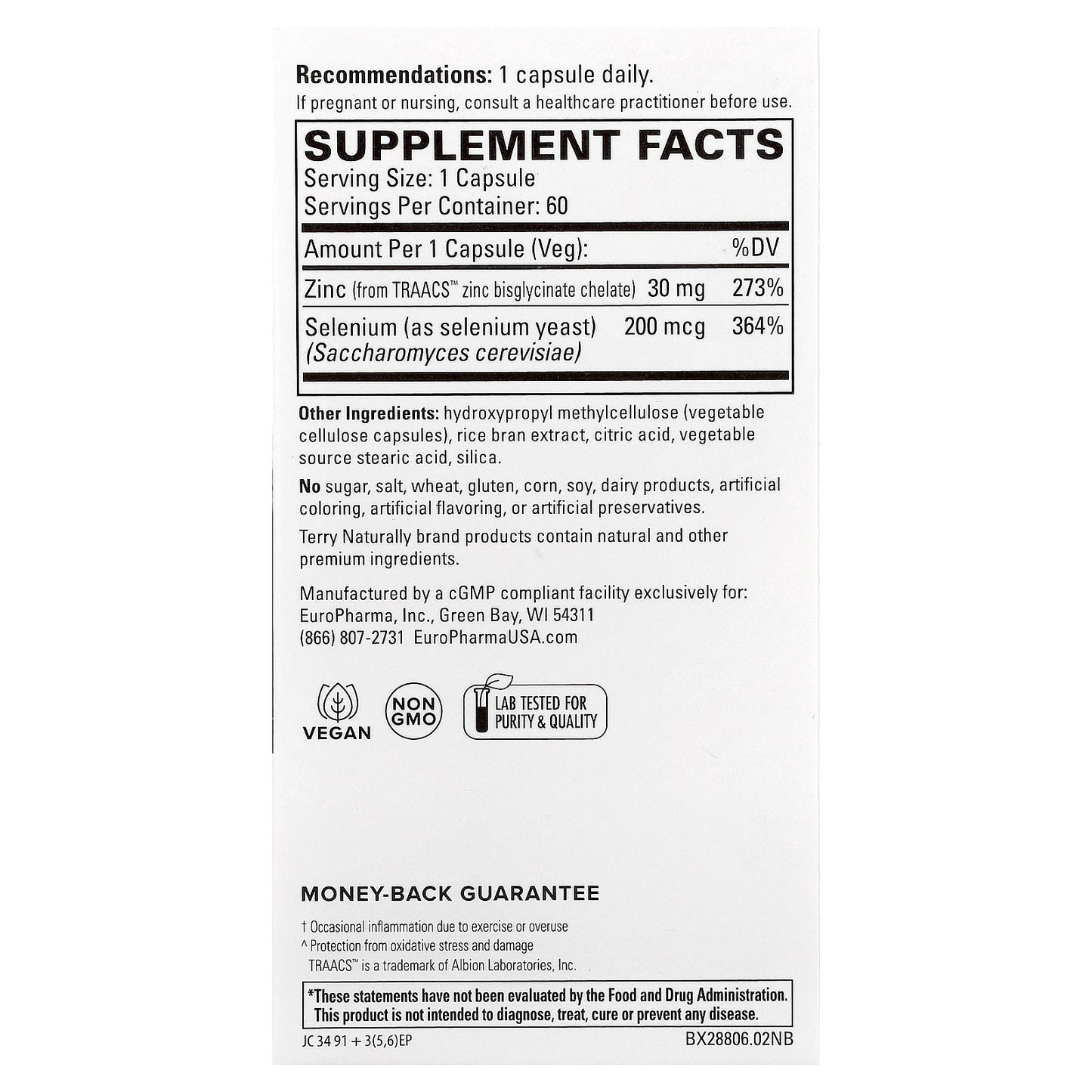 Terry Naturally, Zinc Plus Selenium, 60 Capsules