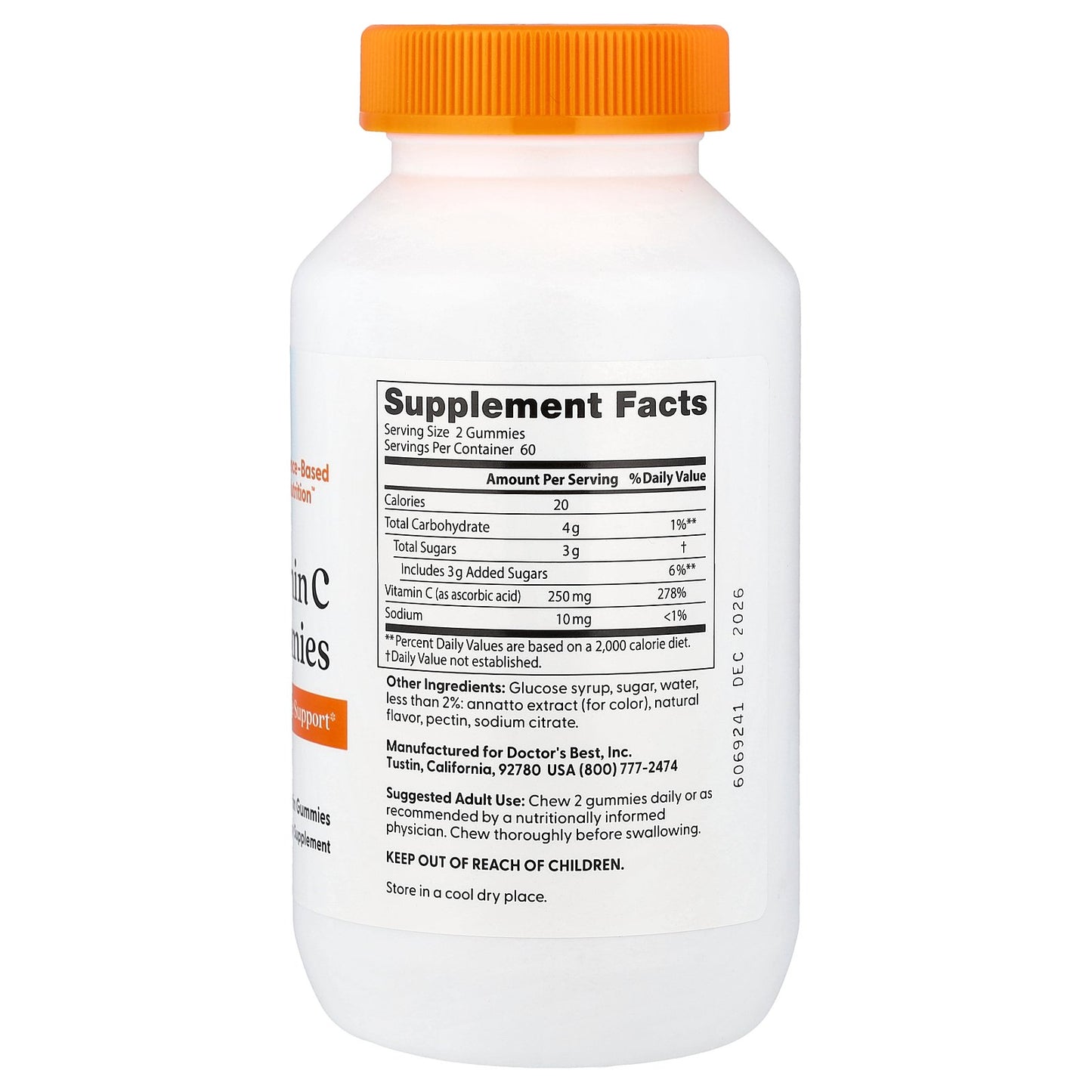 Doctor's Best, Vitamin C Gummies, Orange Bliss, 120 Gummies (125 mg Per gummy)