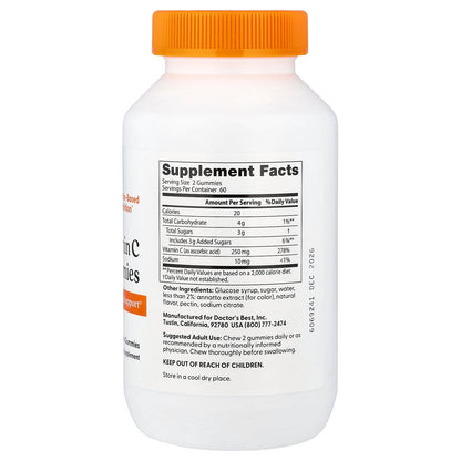 Doctor's Best, Vitamin C Gummies, Orange Bliss, 120 Gummies (125 mg Per gummy)