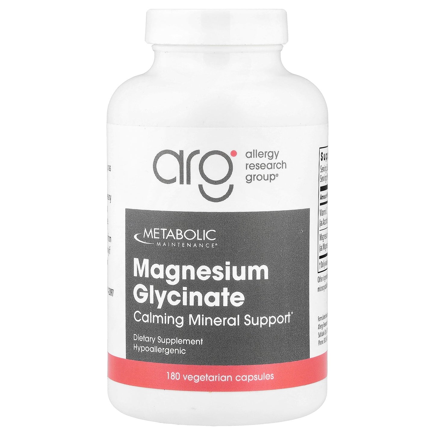 Metabolic Maintenance, Magnesium Glycinate, 180 Vegetarian Capsules