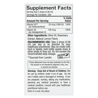 Nature's Answer, Vitamin D3 & K2, 0.5 fl oz (15 ml)