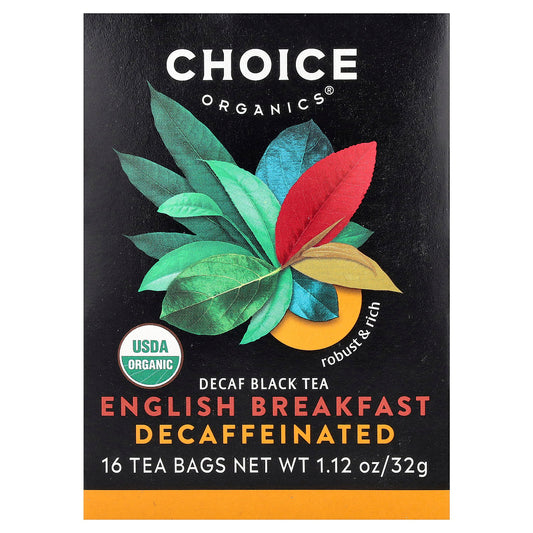 Choice Organics, Black Tea, English Breakfast, Decaf , 16 Tea Bags, 1.12 oz (32 g)