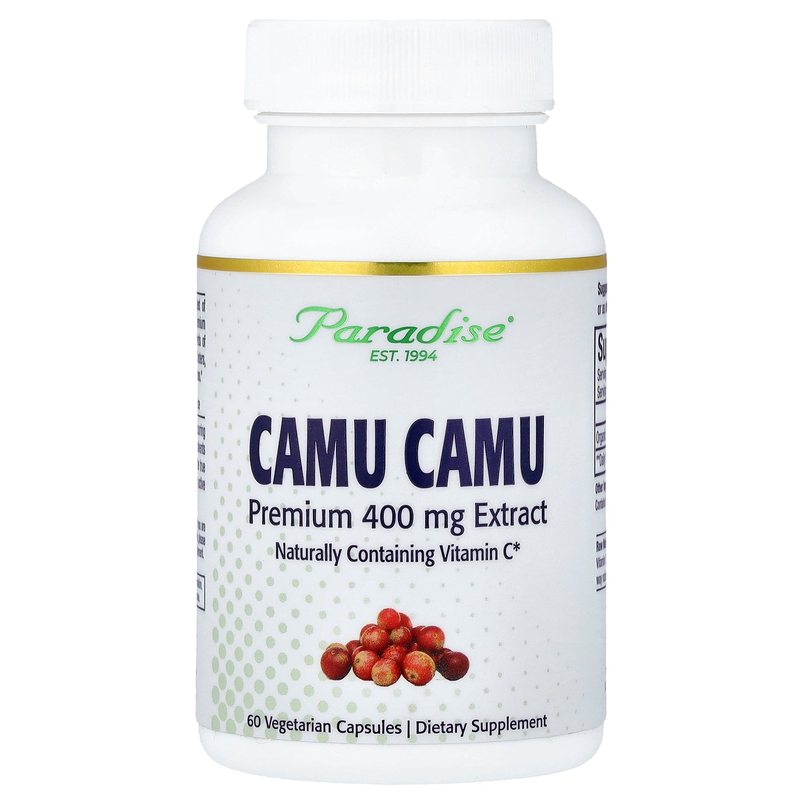 Paradise Herbs, Camu Camu Extract, 400 mg, 60 Vegetarian Capsules