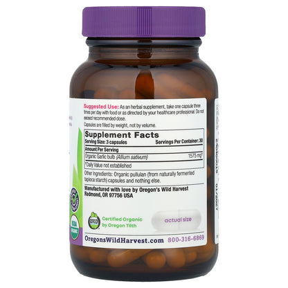 Oregon's Wild Harvest, Organic Garlic, 90 Organic Vegan Capsules (525 mg per Capsule)