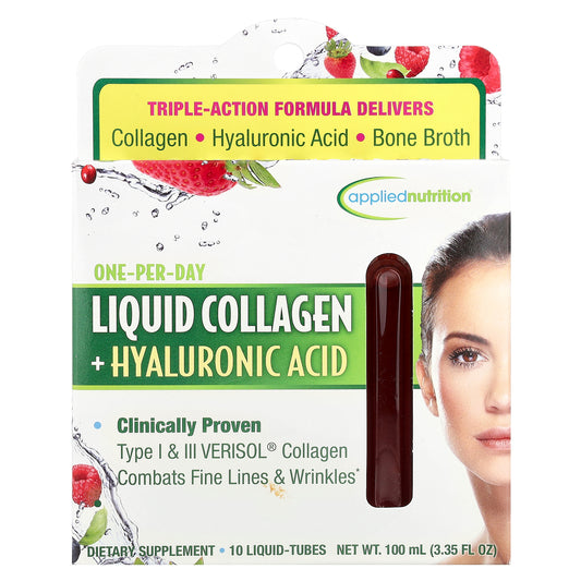 Applied Nutrition, Liquid Collagen +  Hyaluronic Acid, 10 Liquid-Tubes, 3.35 fl oz (100 ml)