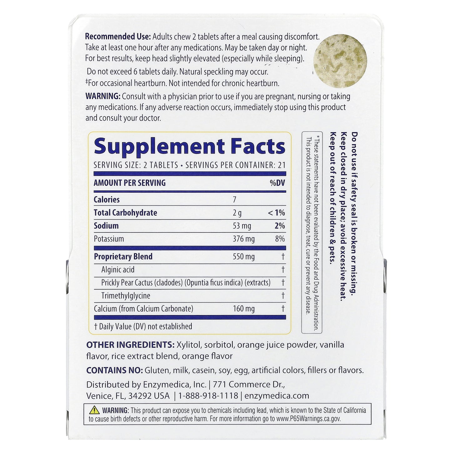 Enzymedica, Heartburn Soothe, Orange Vanilla, 42 Tablets
