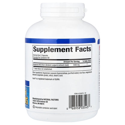Natural Factors, WellBetX®, Berberine, 120 Vegetarian Capsules (500 mg per Capsule)