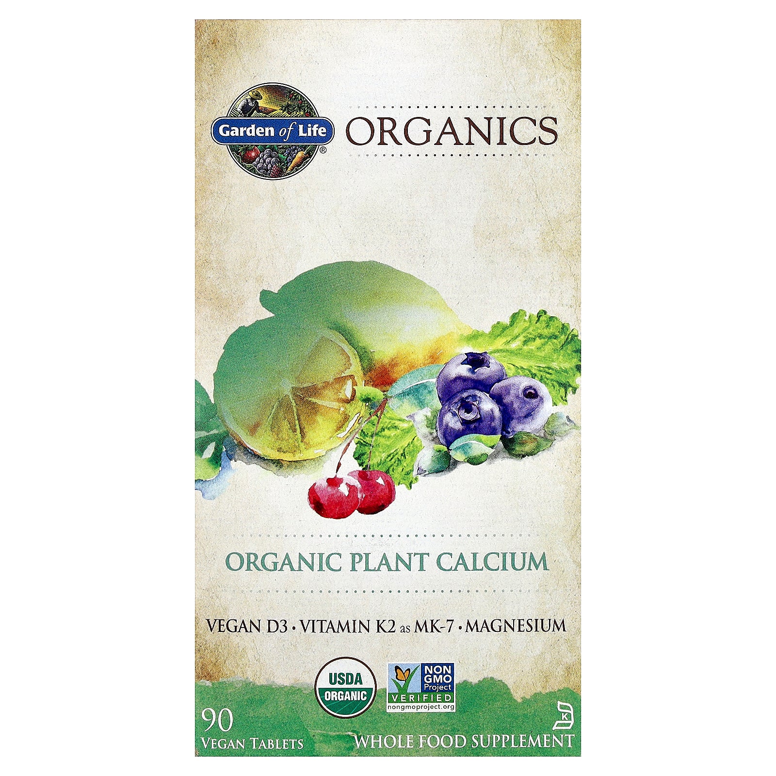 Garden of Life, Organics, Organic Plant Calcium, 90 Vegan Tablets