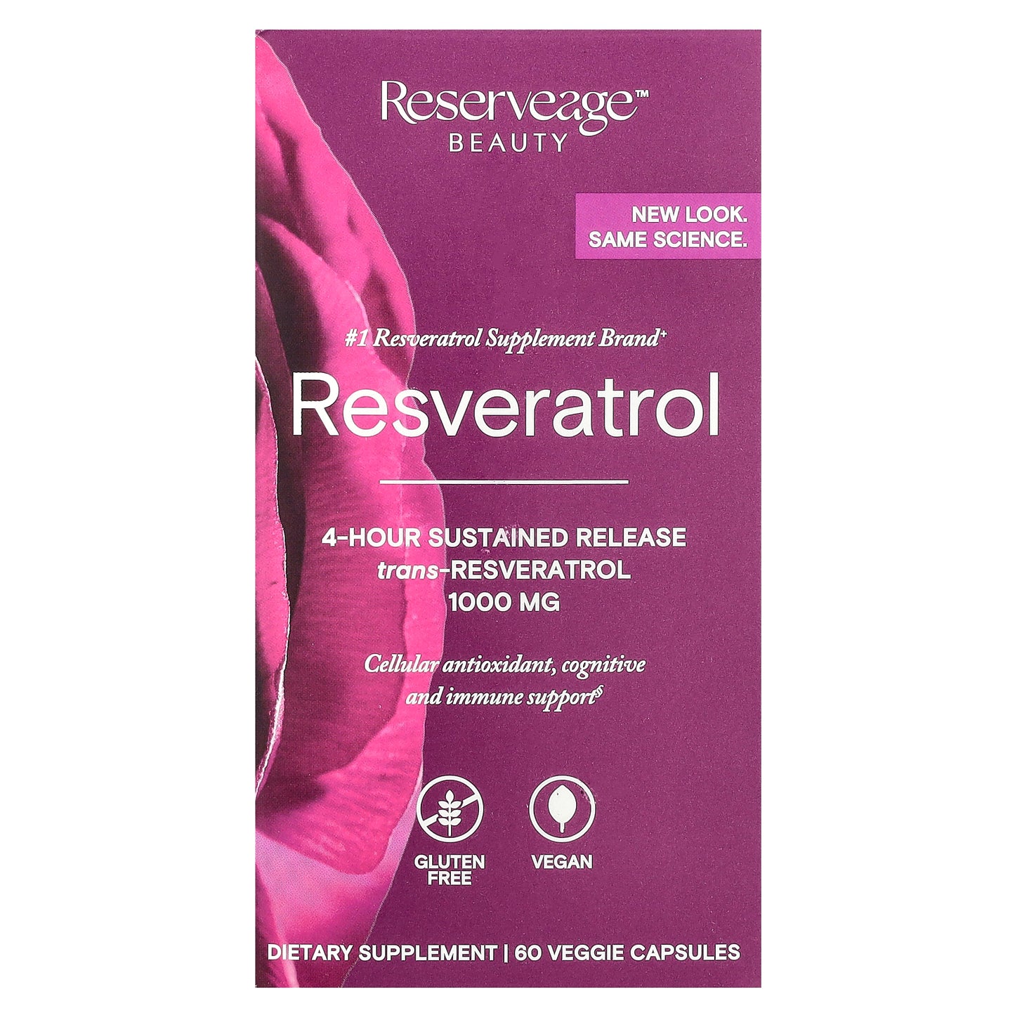 Reserveage Beauty, Resveratrol, 60 Veggie Capsules