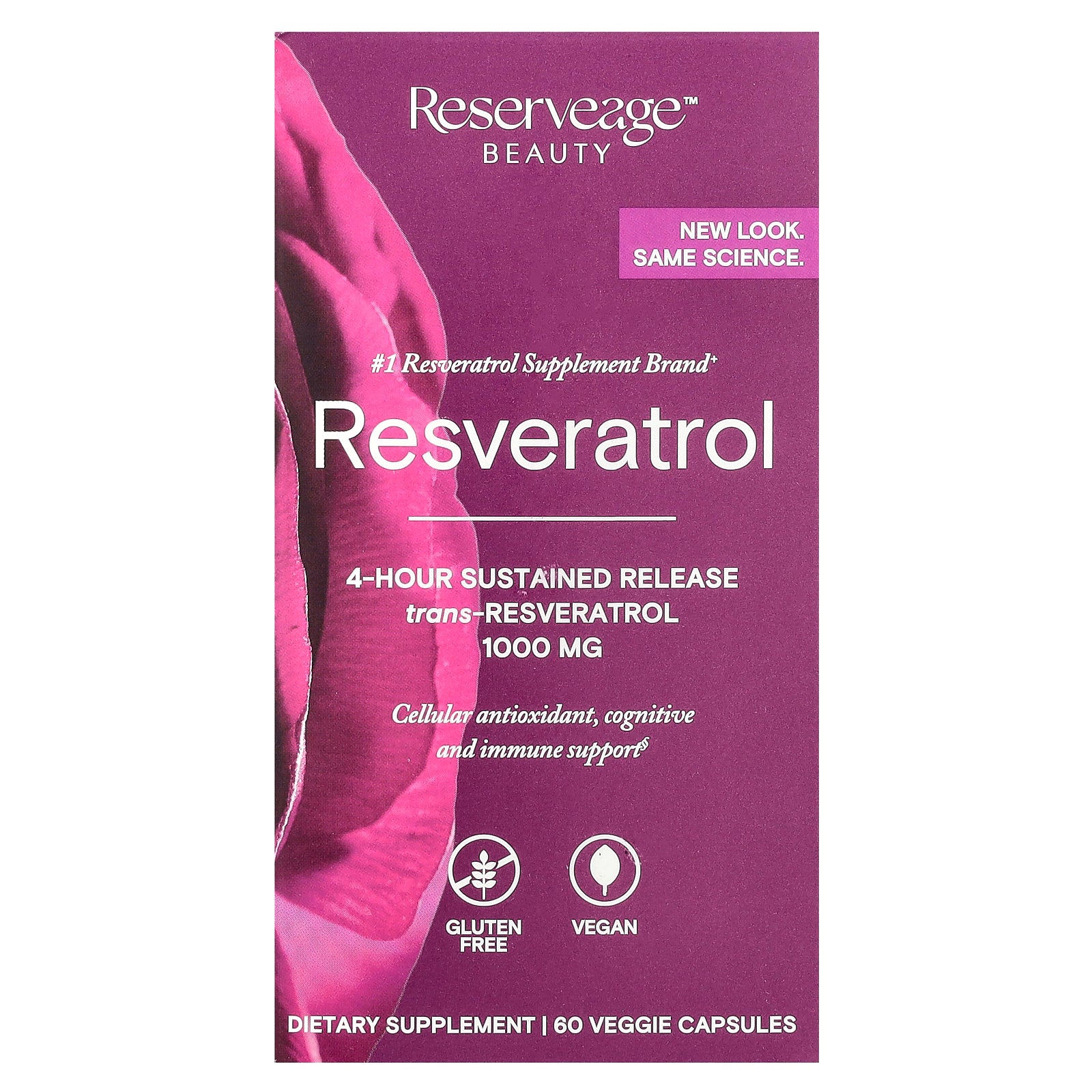 Reserveage Beauty, Resveratrol, 60 Veggie Capsules