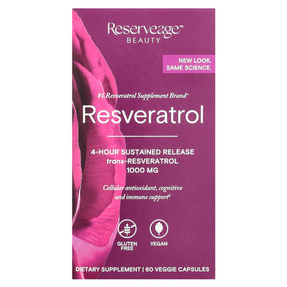Reserveage Beauty, Resveratrol, 60 Veggie Capsules