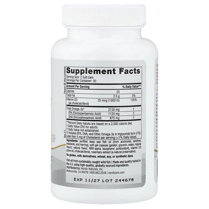 Nordic Naturals, ProOmega® 2000-D, Lemon, 60 Soft Gels