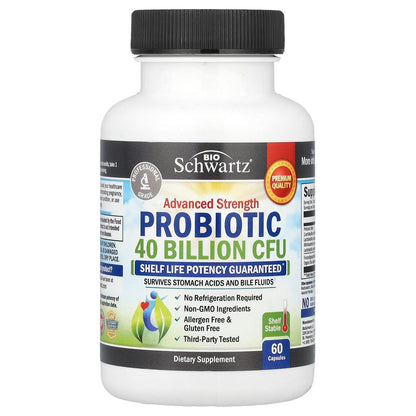 BioSchwartz, Advanced Strength Probiotic, 40 Billion CFU, 60 Capsules (20 Billion CFU per Capsule)