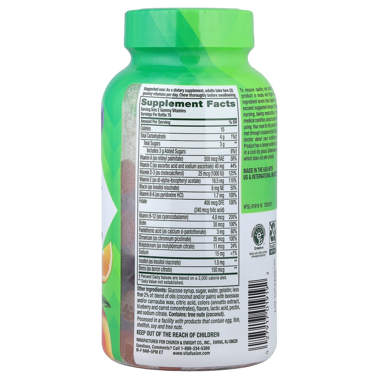 VitaFusion, Multivites Gummies, Berry, Peach & Orange, 150 Gummies