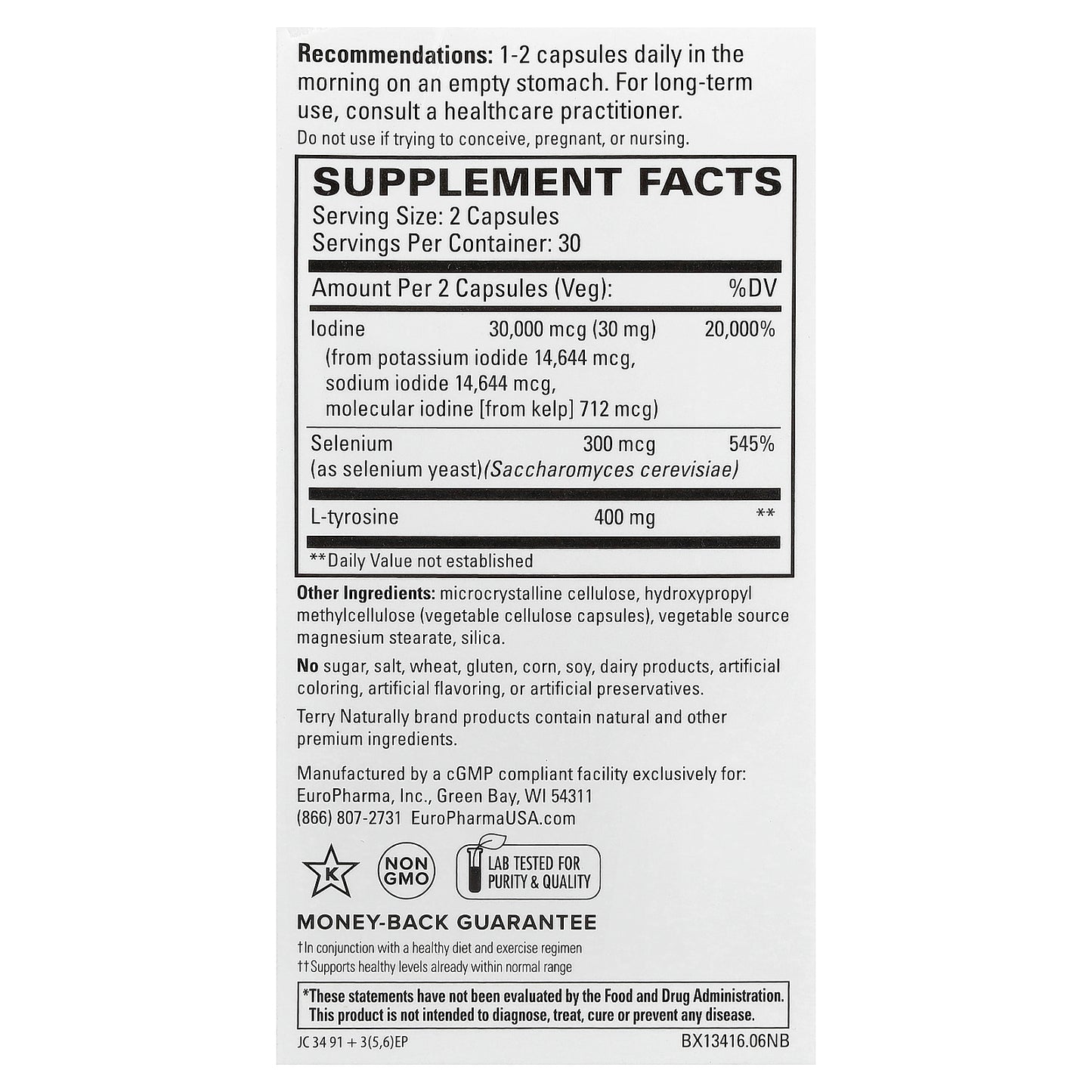 Terry Naturally, Thyroid Care™ Plus with Selenium, 60 Capsules