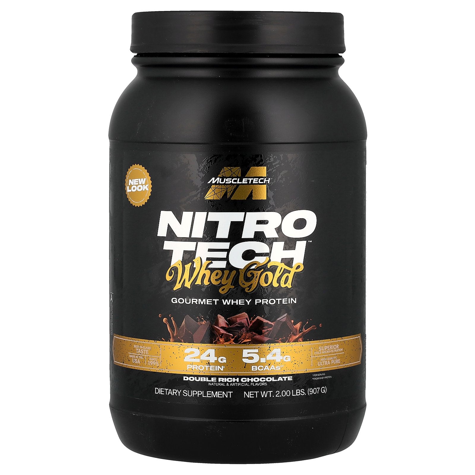 MuscleTech, Nitro-Tech™ Whey Gold, Gourmet Whey Protein, Double Rich Chocolate, 2 lbs (907 g)