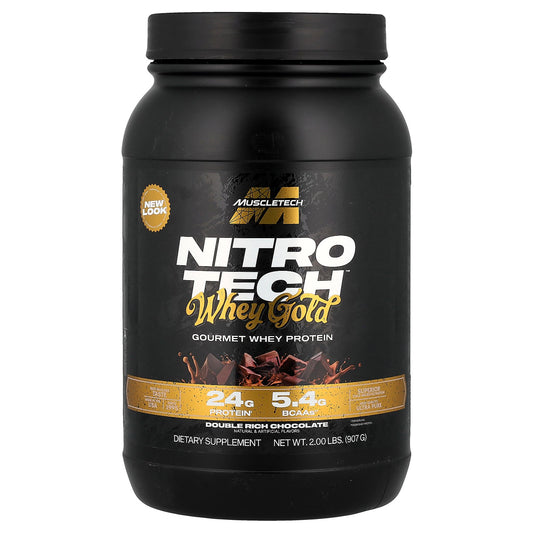 MuscleTech, Nitro-Tech™ Whey Gold, Gourmet Whey Protein, Double Rich Chocolate, 2 lbs (907 g)