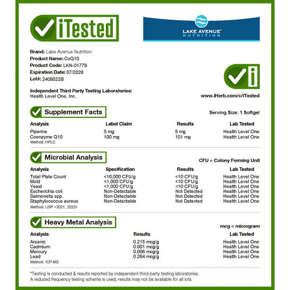 Lake Avenue Nutrition, CoQ10 Plus BioPerine®?, 100 mg, 365 Veggie Softgels
