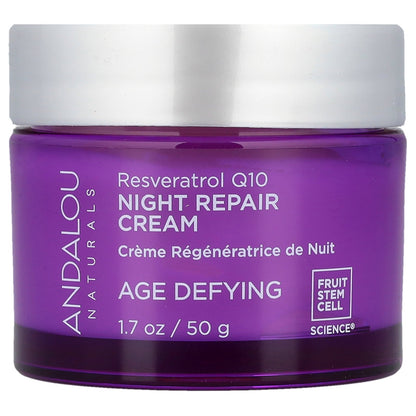 Andalou Naturals, Night Repair Cream, Resveratrol Q10, 1.7 oz (50 g)