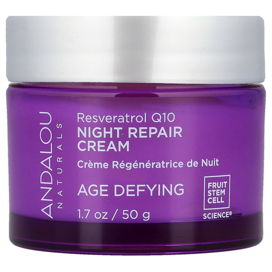 Andalou Naturals, Night Repair Cream, Resveratrol Q10, 1.7 oz (50 g)