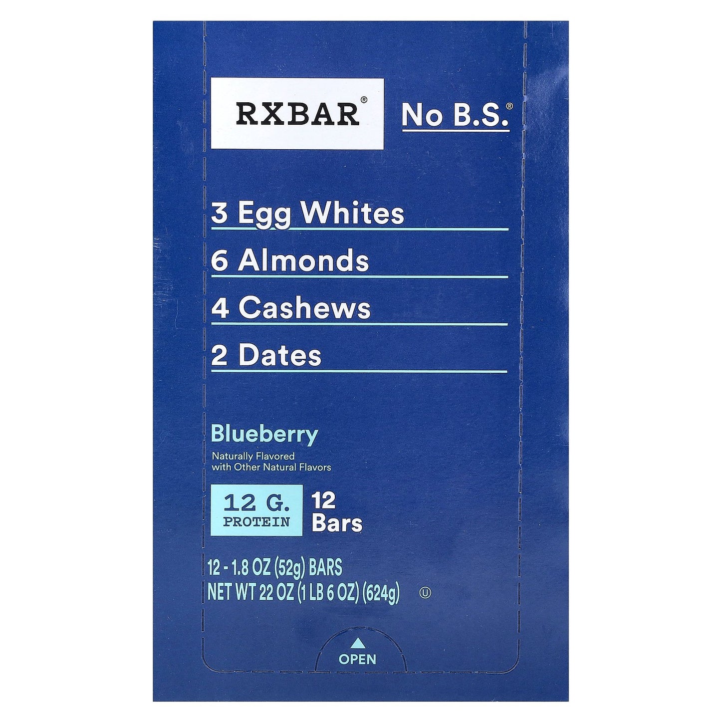 RXBAR, Protein Bar, Blueberry, 12 Bars, 1.8 oz (52 g) Each