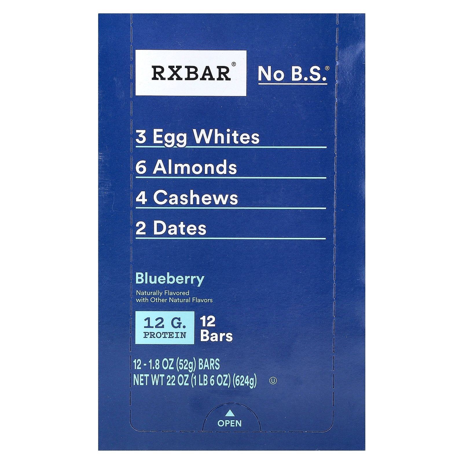 RXBAR, Protein Bar, Blueberry, 12 Bars, 1.8 oz (52 g) Each