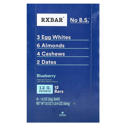 RXBAR, Protein Bar, Blueberry, 12 Bars, 1.8 oz (52 g) Each
