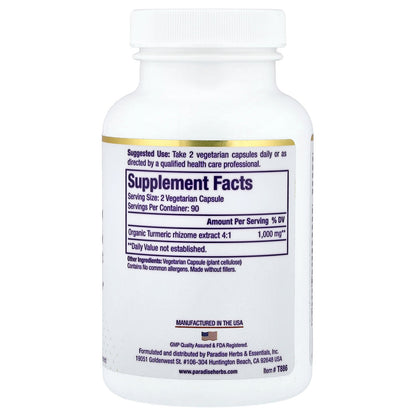 Paradise Herbs, Turmeric, 180 Vegetarian Capsules (500 mg per Capsule)