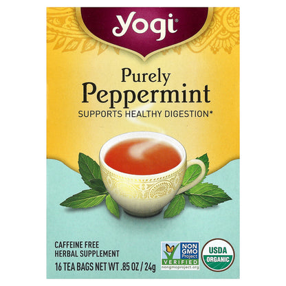 Yogi Tea, Purely Peppermint, Caffeine Free, 16 Tea Bags, 0.85 oz (24 g)