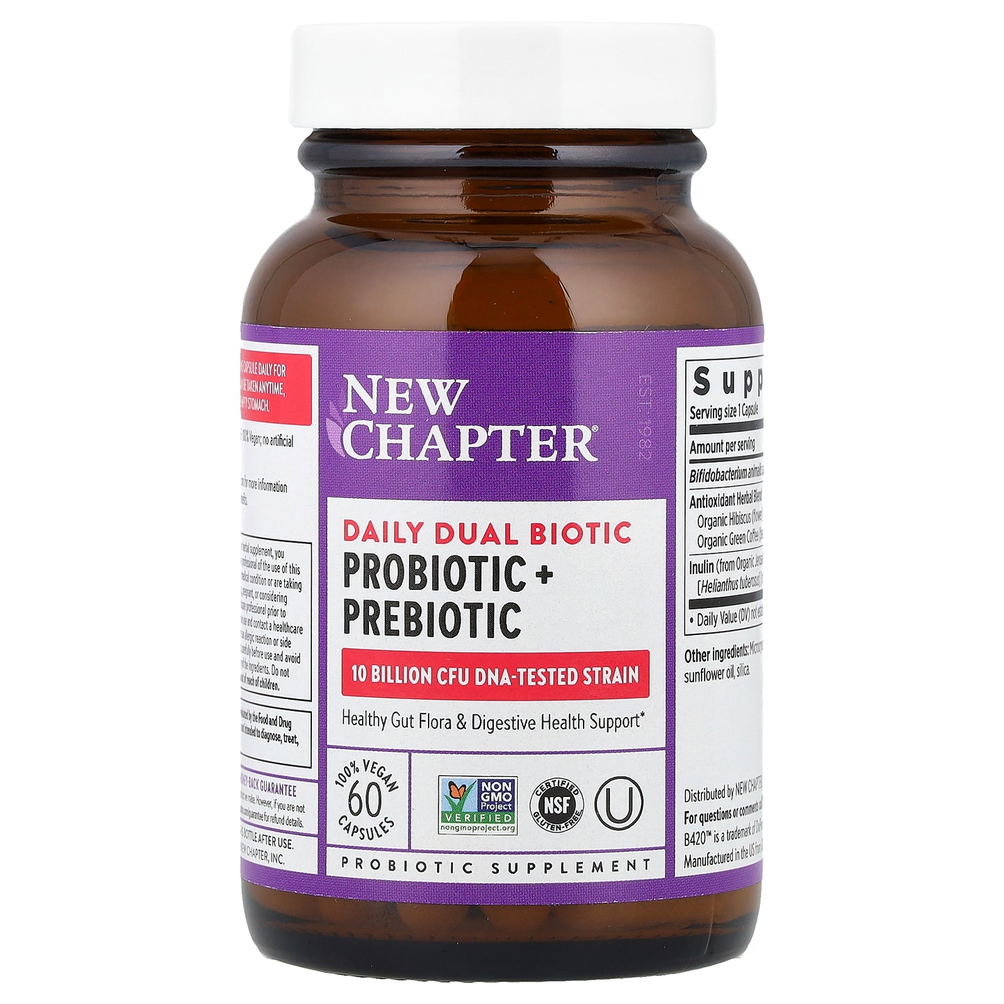 New Chapter, Daily Dual Biotic, Probiotic + Prebiotic, 60 Vegan Capsules