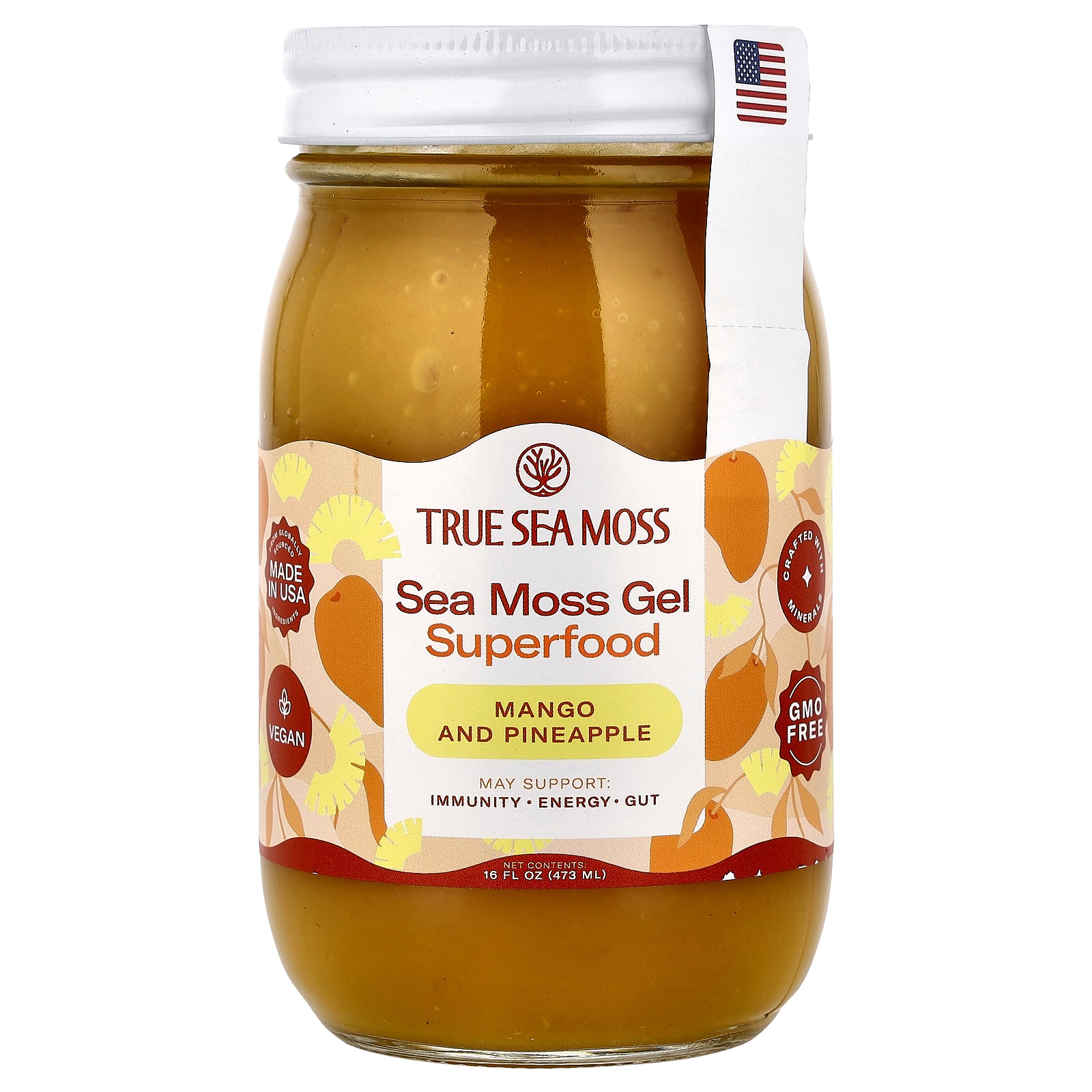 True Sea Moss, Sea Moss Gel Superfood, Mango and Pineapple, 16 fl oz (473 ml)