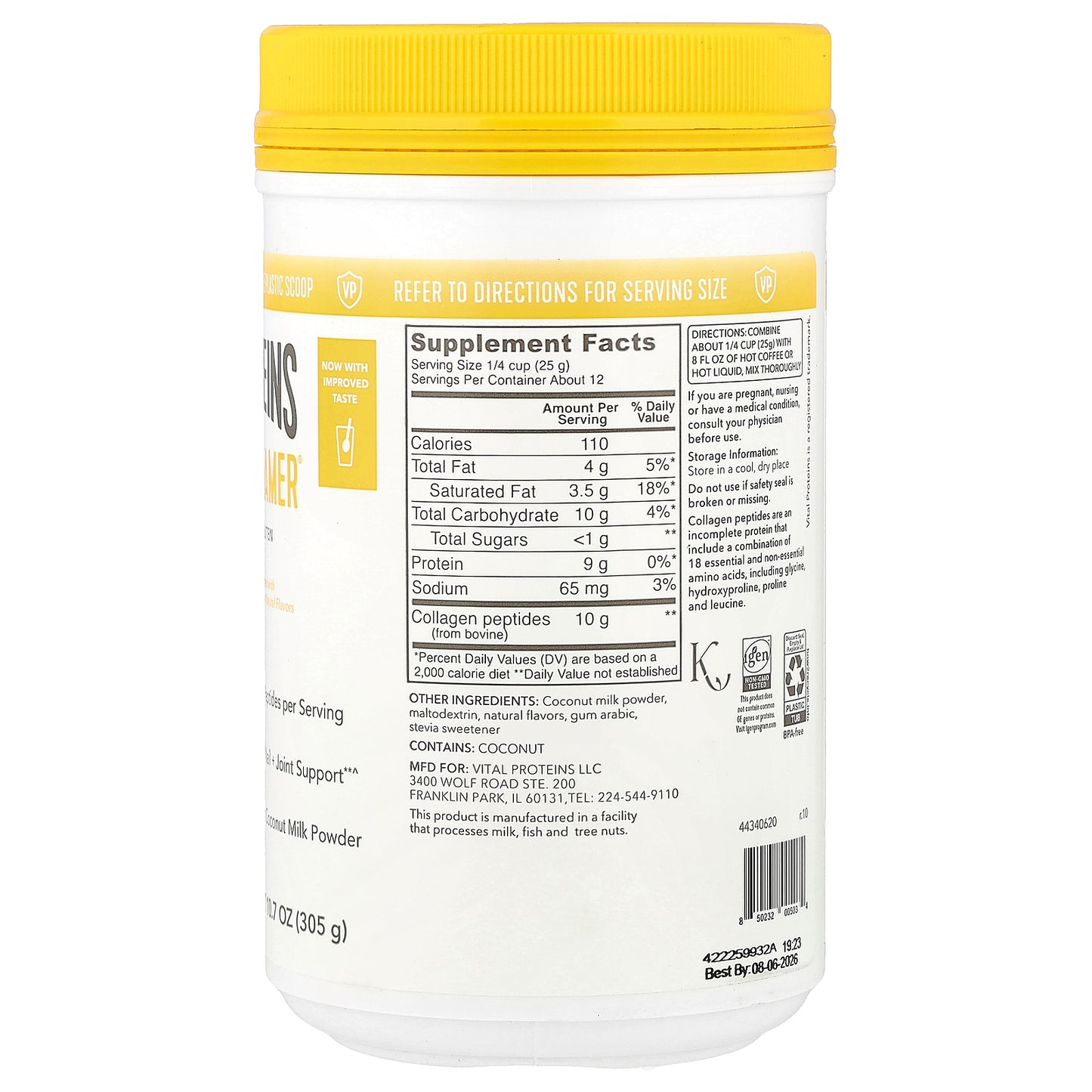 Vital Proteins, Collagen Creamer®, Vanilla, 10.7 oz (305 g)