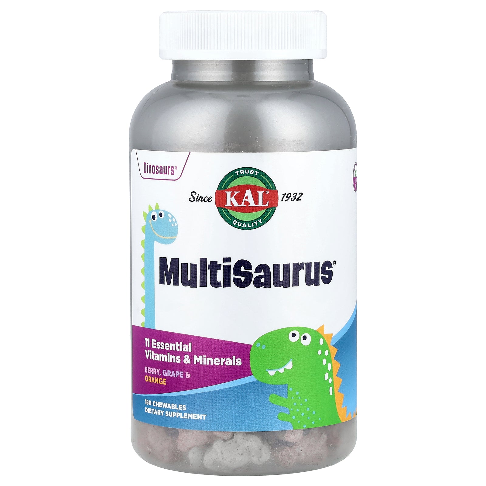 KAL, MultiSaurus®, Berry, Grape & Orange, 180 Chewables