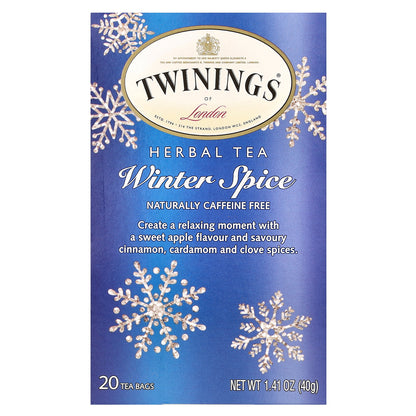 Twinings, Herbal Tea, Winter Spice, Caffeine Free, 20 Tea Bags, 1.41 oz (40 g)